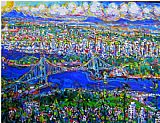 Unknown Artist Vancouver Island Lions Gate Bridge painting